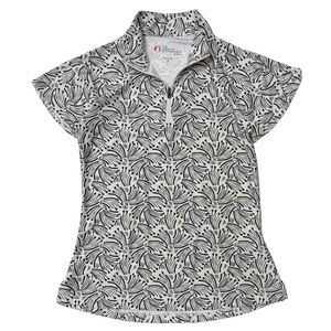 {American Outdoorsman for Women} Novelty Flutter Sleeve Quarter Zip Golf Polo